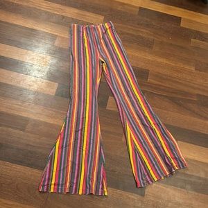 Free people striped bell bottom leggings